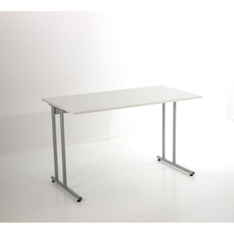 Folkestone Metal Base Writing Desk, White, 75cm H x 160cm W x 80cm D
