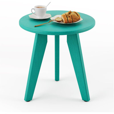 Outdoor Side Table, HDPE Outdoor Table, Small Round Side Table Weather-Resistant, Outdoor Side Tables For Patio, Porch, Deck, End Table For Plant Stand, Living Room, Bedroom,