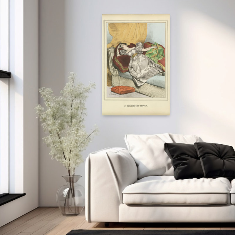 Femme rétro B - reproduction d'art rétro élégante à la demande, H 36 po x l 24 po