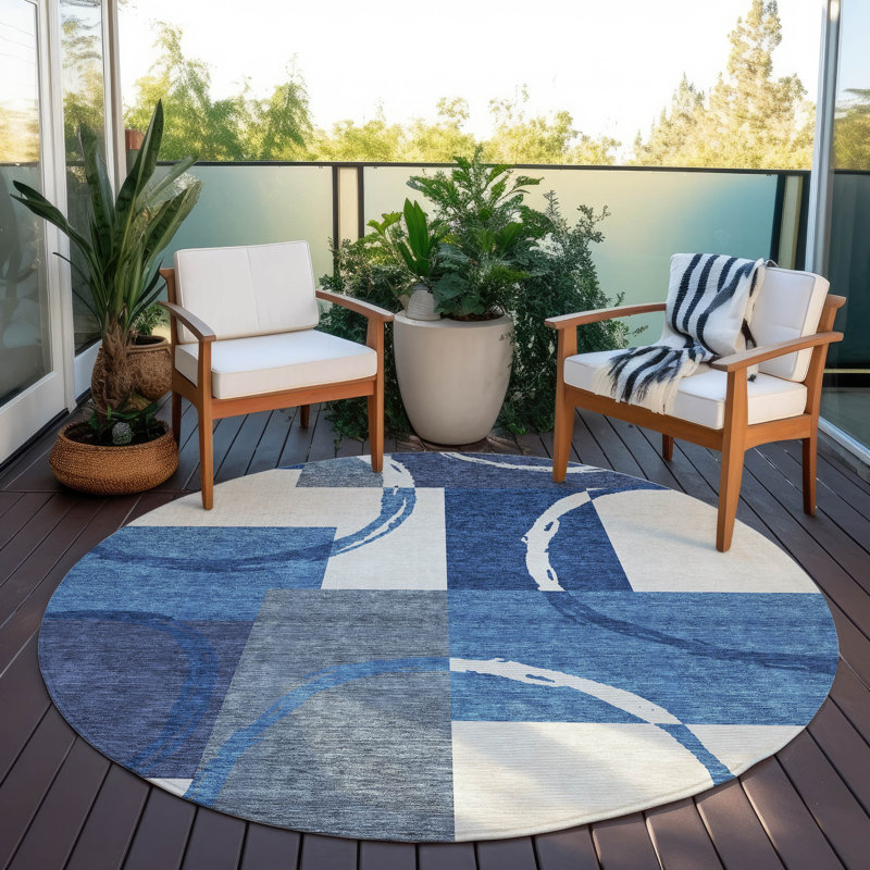 Aleh Area Rug with Non-Slip Backing, Round 8'