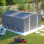 Remise de rangement extérieure en métal, grande remise à outils de jardin avec portes doubles verrouillables, bâtiment de cour imperméable, patio-124385889