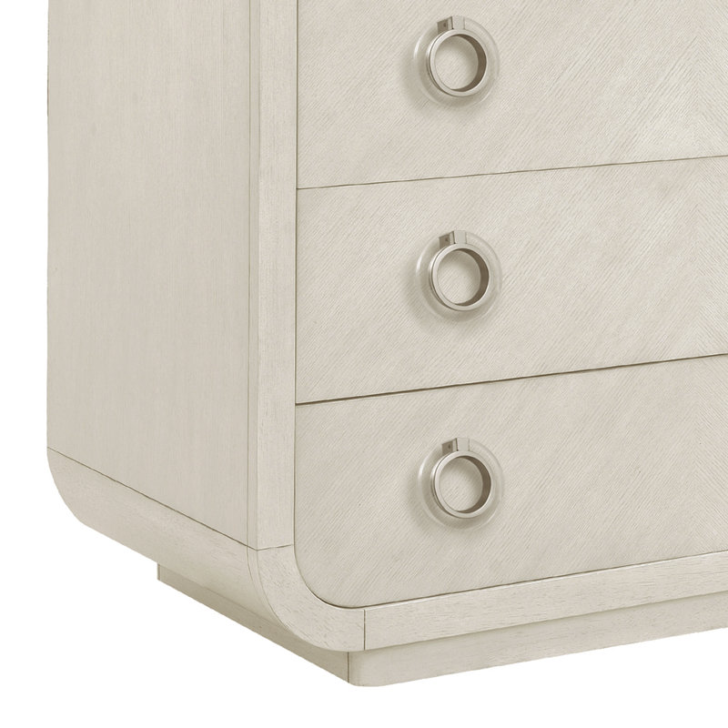 White Transitional 6-Drawer Chest with Metal Hardware