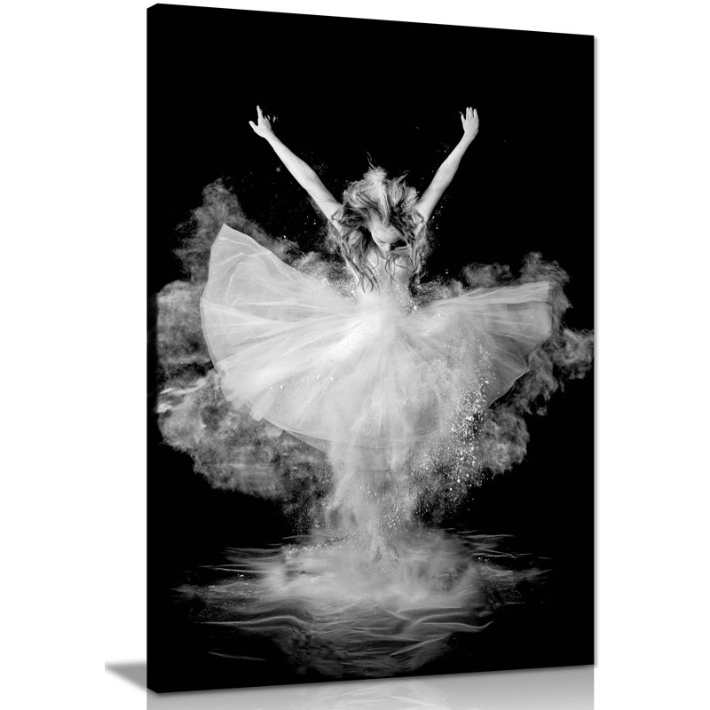 Dancing Ballerina Leap Pose - Wrapped Canvas Print, 31cm H x 20cm W x 1.8cm D