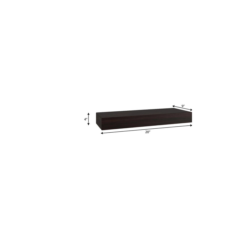 18" Espresso Solid Wood Wall Mounted Floating Shelf