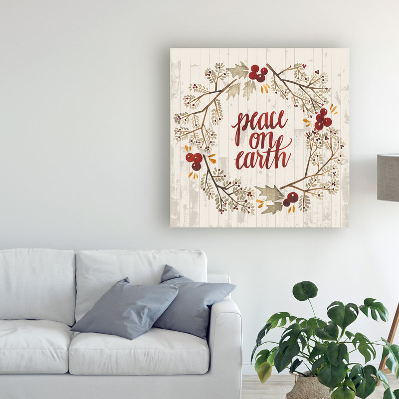 « rustique christmas v », art textuel sur toile tendue, H 35 po x l 35 po x P 2 po
