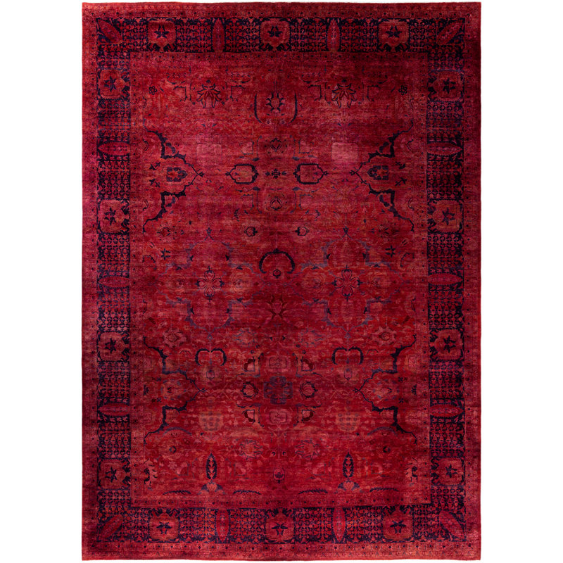 Overdyed Hand-Knotted Wool Modern-Contemporary Pink Area Rug 10' 2" x 14' 1"