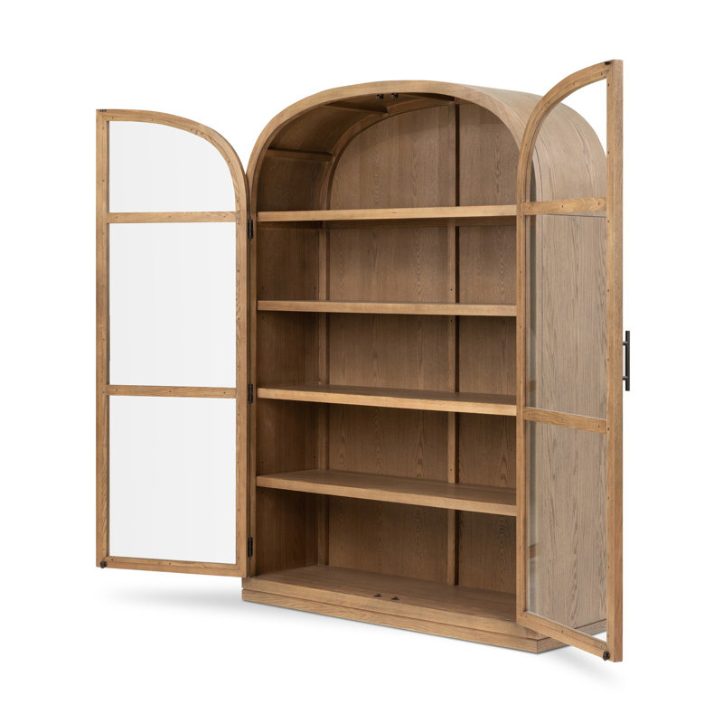 HEPBURN Solid Wood China Cabinet, Drifted Smoked Oak Veneer