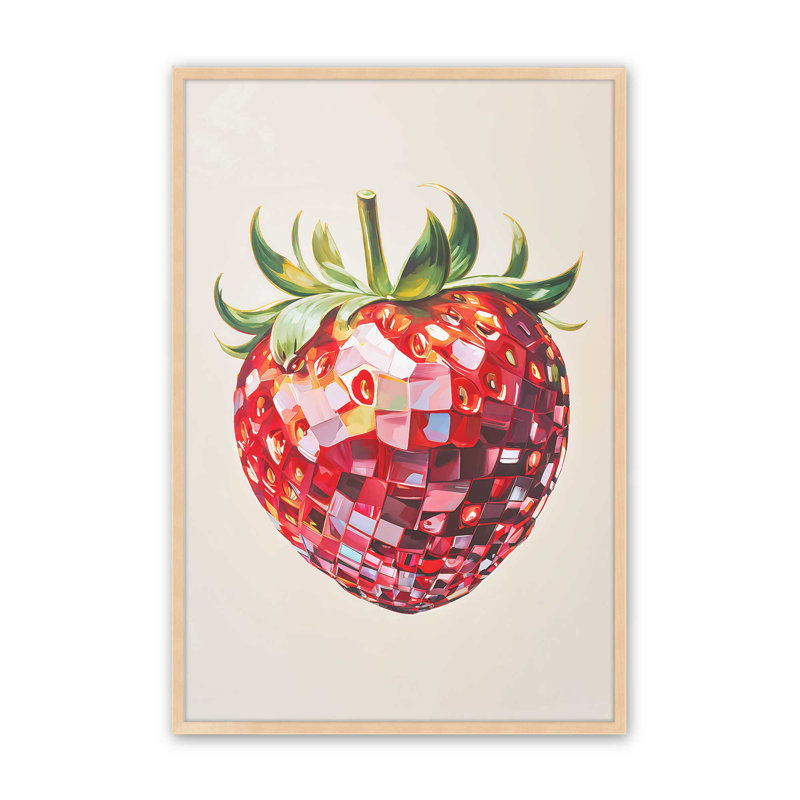 Imprimé disco fraise, H 21 po x l 17 po, Érable brut