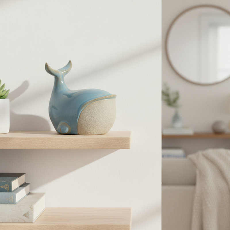 Figurine de baleine bleue en céramique