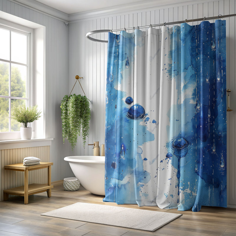 Rideau de douche Blue Ripples - Premium, H 74 po x l 71 po