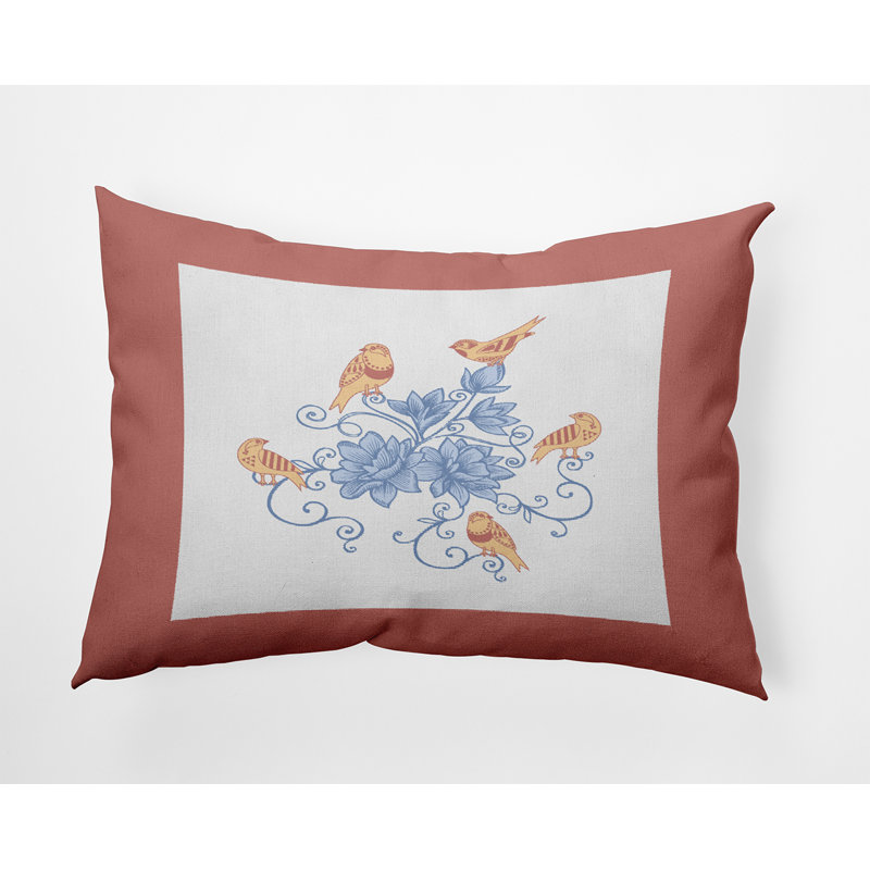 Coussin décoratif floral intérieur / extérieur en polyester, H 14 po x l 20 po, Rectangulaire