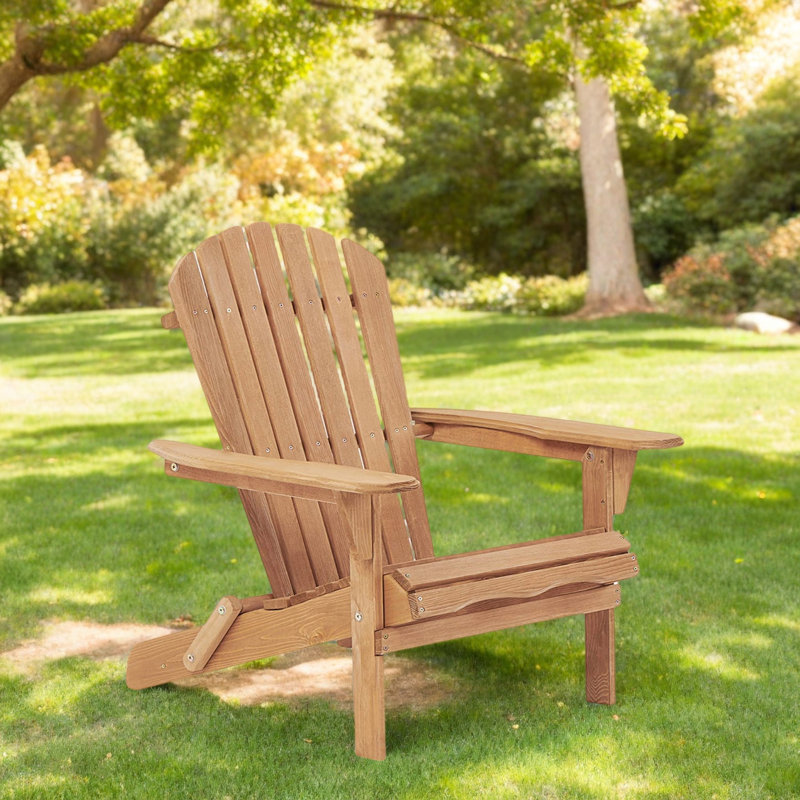 (Set of 2) Weather-Resistant Foldable Outdoor Adirondack Chair Set, Brown