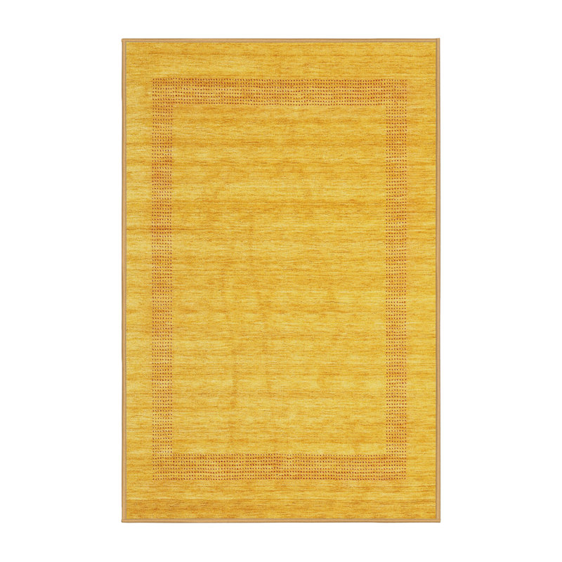 Tapis de zone jaune contemporaine Lieven, Rectangle 5 pi x 7 pi