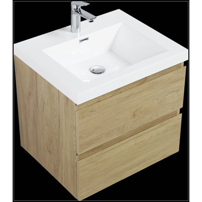 Meuble-lavabo flottant avec lavabo, rangement mural moderne pour une salle de bain propre et élégante
