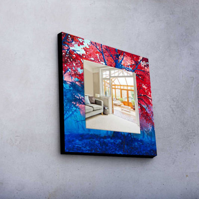 Élégant miroir décoratif avec cadre 100% bois de pin, 19,7 po x 19,7 po | Miroir en verre véritable (épaisseur: 0,2 pouce) | Peinture sur tissu élégante | Parfait pour la décoration intérieure et le vestibule, design durable et chic