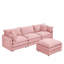 Canapé modulaire modulaire, ensemble de canapé en forme de L de 102 pouces pour le salon, canapé à 3 places confortable avec repose-pieds mobile, combinaison de bricolage, chenille, rose
