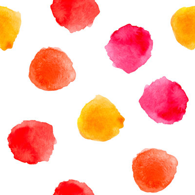 Watercolour Red And Yellow Polka Dot Seamless Pattern by Bokasin - Wrapped Canvas Art Prints