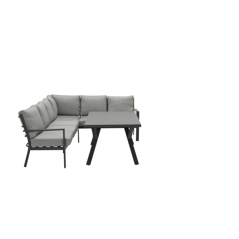 Cibecue 7 Person Lounge Dining set with Grey Cushions, Right Hand Facing