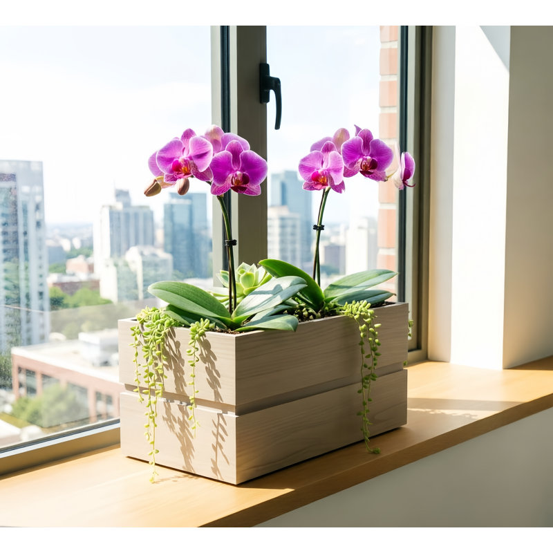 10 In. H Rectangular Aluminium Planter Pot, 9.5" H x 18" W x 11" D, Ash Brown