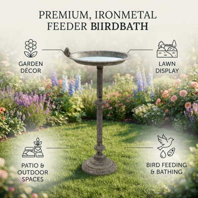 Blaydon Freestanding Metal Tray Bird Feeder Hand Finished Garden Wildlife Decorative Stand Decor