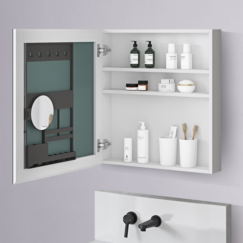 Armoire à pharmacie encastrée ou à fixation en surface avec miroir, H 26 po x l 24 po x P 4 po
