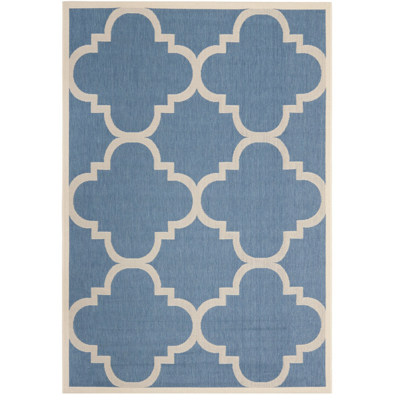 Portishead Looped Blue/Beige Area Indoor/Outdoor Rug, Rectangle 160 x 231 cm