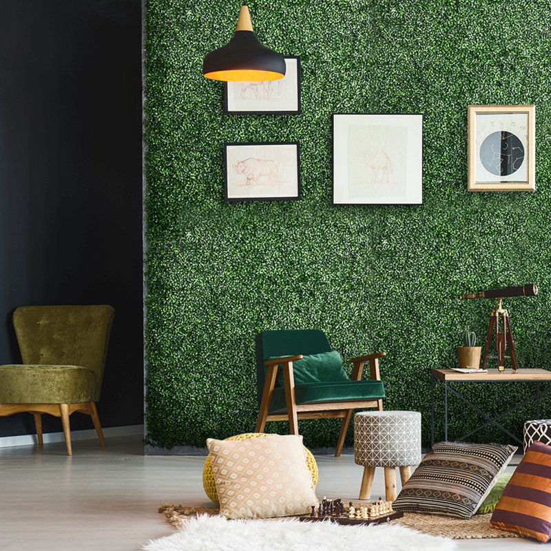 Panneaux de buis artificiels, mur de topiaire, toile de fond, écran de haie d'intimité, protection contre les rayons UV, 4 couches, panneau d'herbe, clôture, intérieur, extérieur, jardin