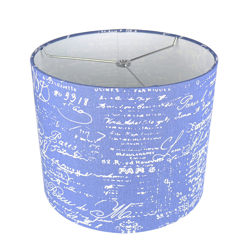 Abat-jour tambour en lin (Spider) en bleu, H 10 po x l 12 po x P 12 po