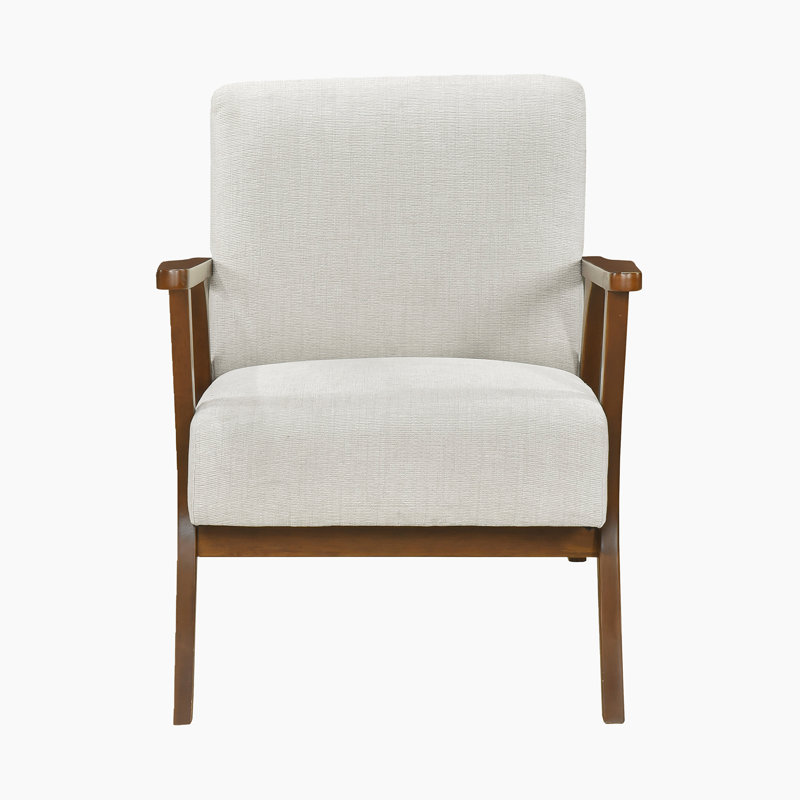 Chaise d'appoint moderne et contemporaine Springer de 27,5 po avec revêtement en chenille tissée, structure en bois d'hévéa massif, coussin en mousse enveloppée de Dacron