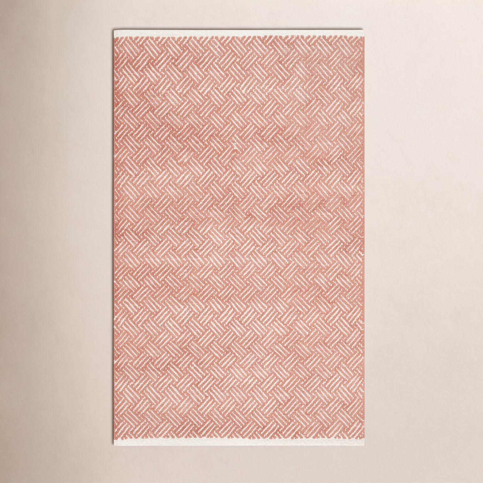 Evansdale Orange Hand-Woven Geometric Cotton Rug, Rectangle 2'6" x 4'