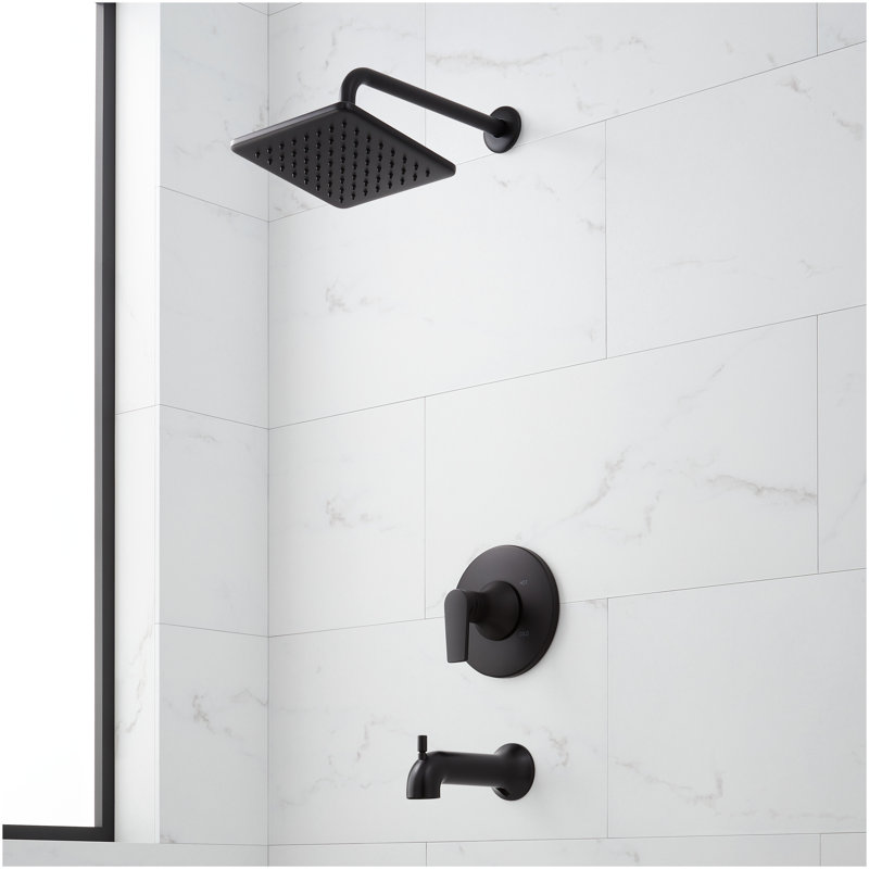 Berwyn Pressure Balance Tub and Shower System - Brushed Nickel, Matte Black