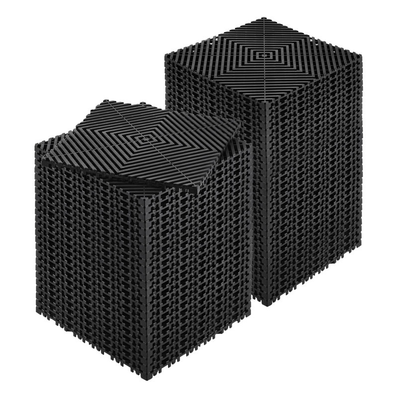 Tapis de drainage emboîtable, coussin modulaire emboîtable modulaire durable 12 po x 12 po PP, Noir, noir, noir, noir