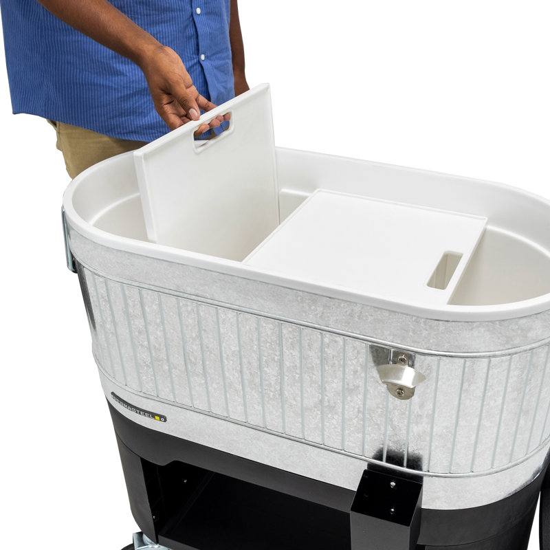 Permasteel 120-Qt Galvanized Steel Rolling Patio Cooler with Wheels