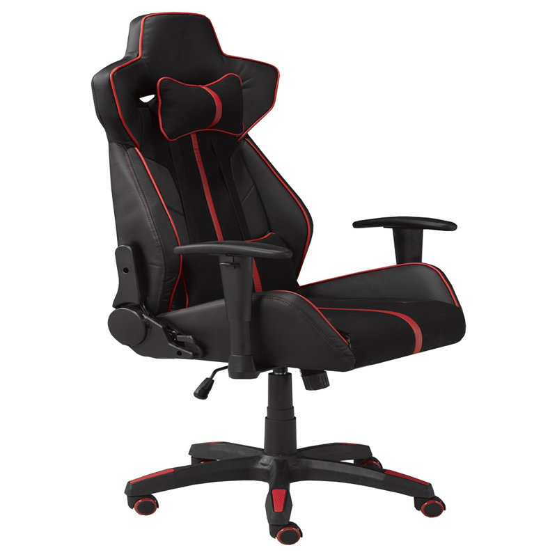 Fauteuil de jeu et de course pivotant réglable Inbox Zero, Noir / rouge