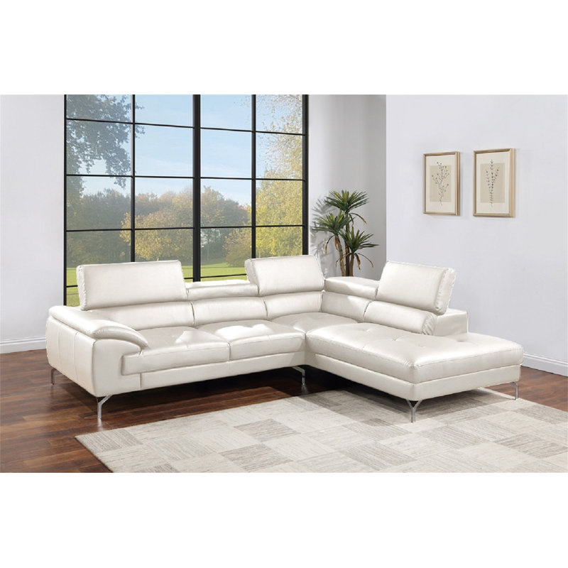 Canapé modulaire 2 pièces couleur, Simili cuir blanc