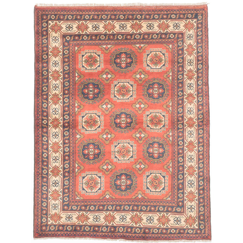Tapis unique en laine noué à la main Anatolia des années 2010 de 4 pi 11 po x 6 pi 7 po rouge Pu