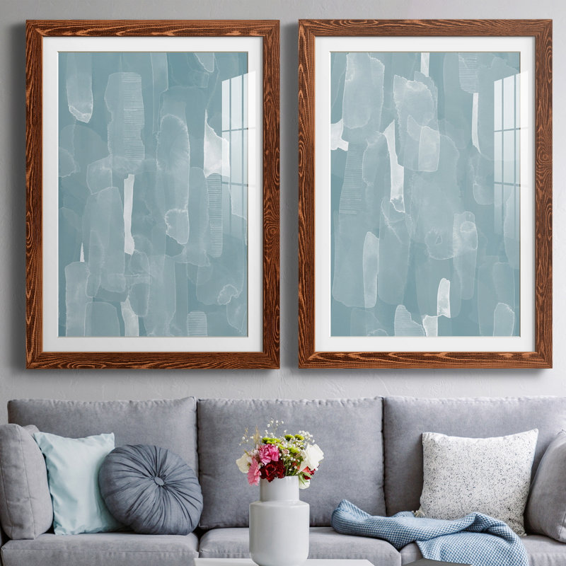 Smoke Stack I - 2 Piece Single Picture Frame Painting, 37.5" H x 55" W x 1.5" D, Maple Framed Paper, White