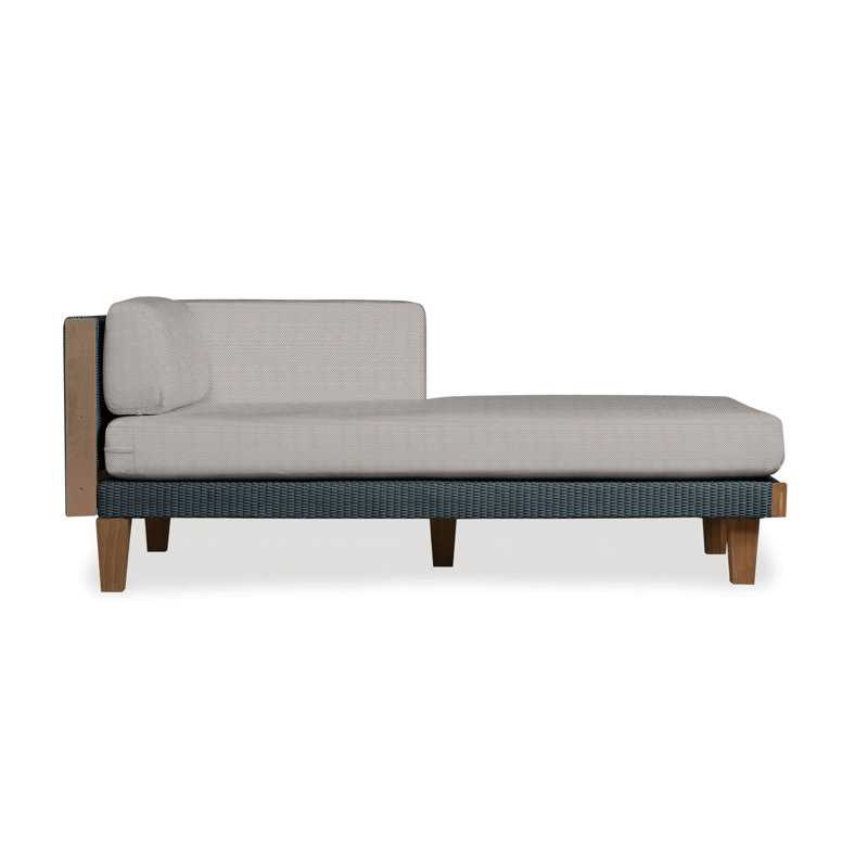 Catalina Outdoor Teak Chaise Lounge, Sailcloth Seagull, White