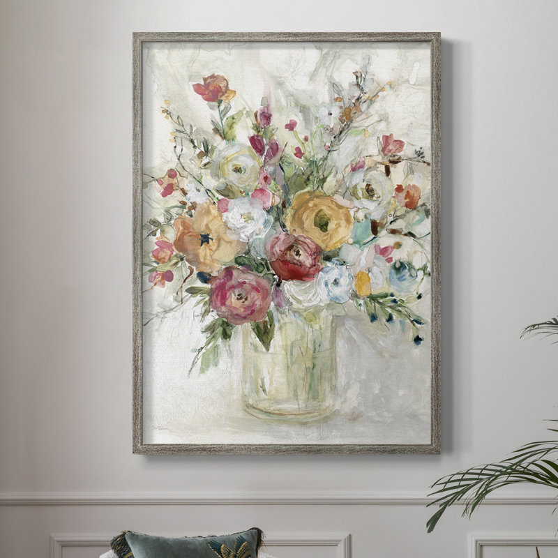 Reproduction encadrée de bouquet contemporain - bois massif 47488, H 11 po x l 9 po