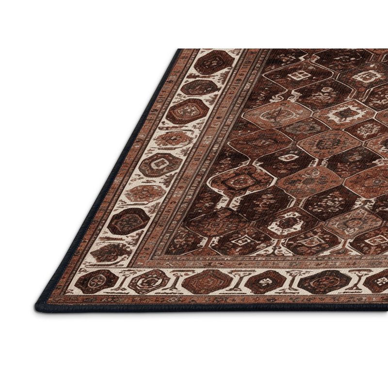 Tapis persan noir lavable à la machine, Carré 8 pi