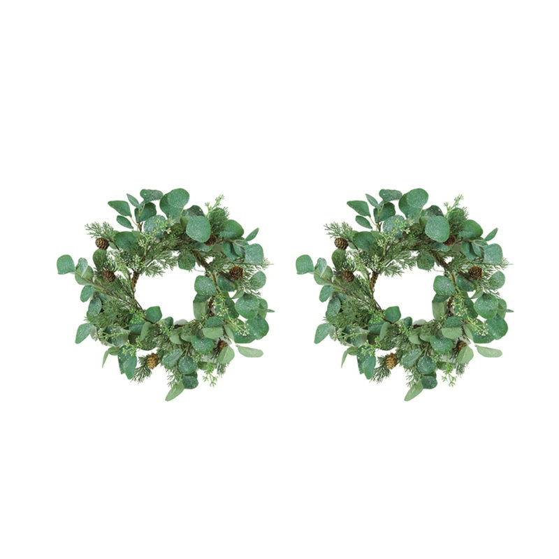 Ensemble de 2, bougie anneau d'eucalyptus vert D14,2 "