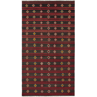 Tapis décoratif en laine noué à la main brun/rouge 6 pi 2 po x 10 pi 11 po one-of-a-kind tapis
