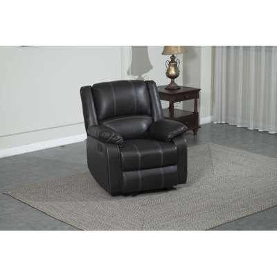 Modern PU Leather Upholstered Motion Recliner with Pillow Top Armrest, Rocker Recliner -  EASCOM, YKRC003001BR