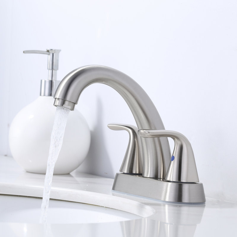 Centerset 2-handle Bathroom Faucet with Drain Assembly, Brushed Nickel