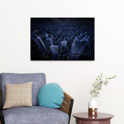 Chicago, heure bleue, architecture contemporaine, art mural