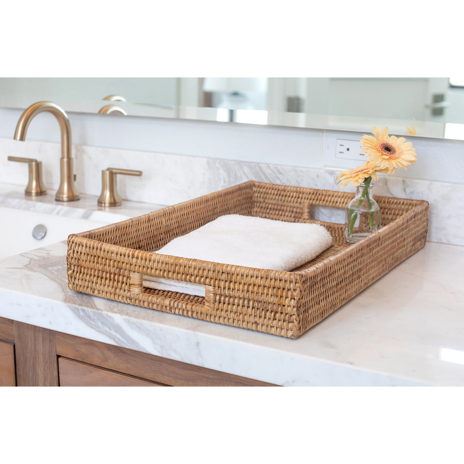 Edmond Decorative Tray, Honey Brown, 3" H x 22" L x 15" W