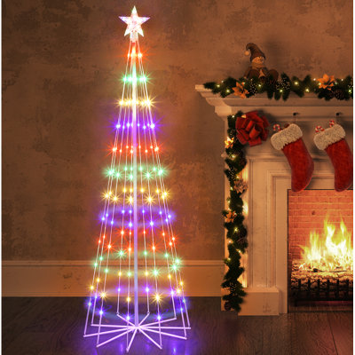6FT LED Outdoor Christmas Tree Cone Wire Artificial Topper Tree Decor