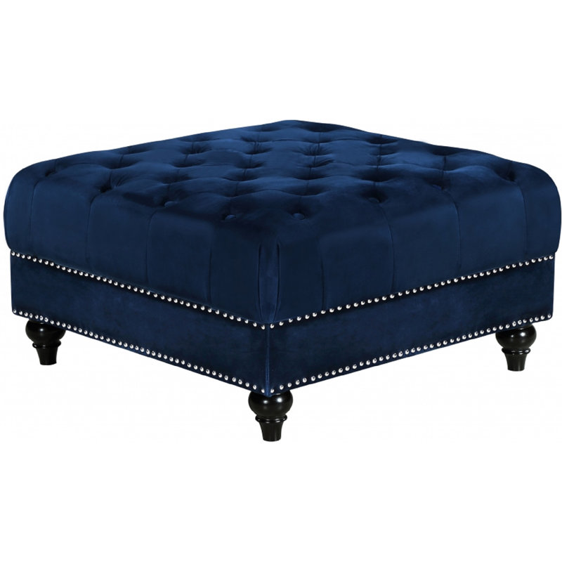 Crosier 85cm Wide Tufted Square Ottoman, Blue