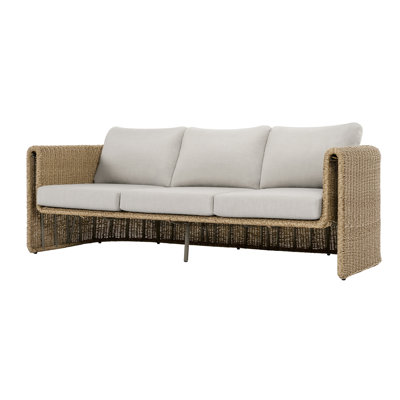Lenore 84" Curved Wicker Patio Sofa with Cushions