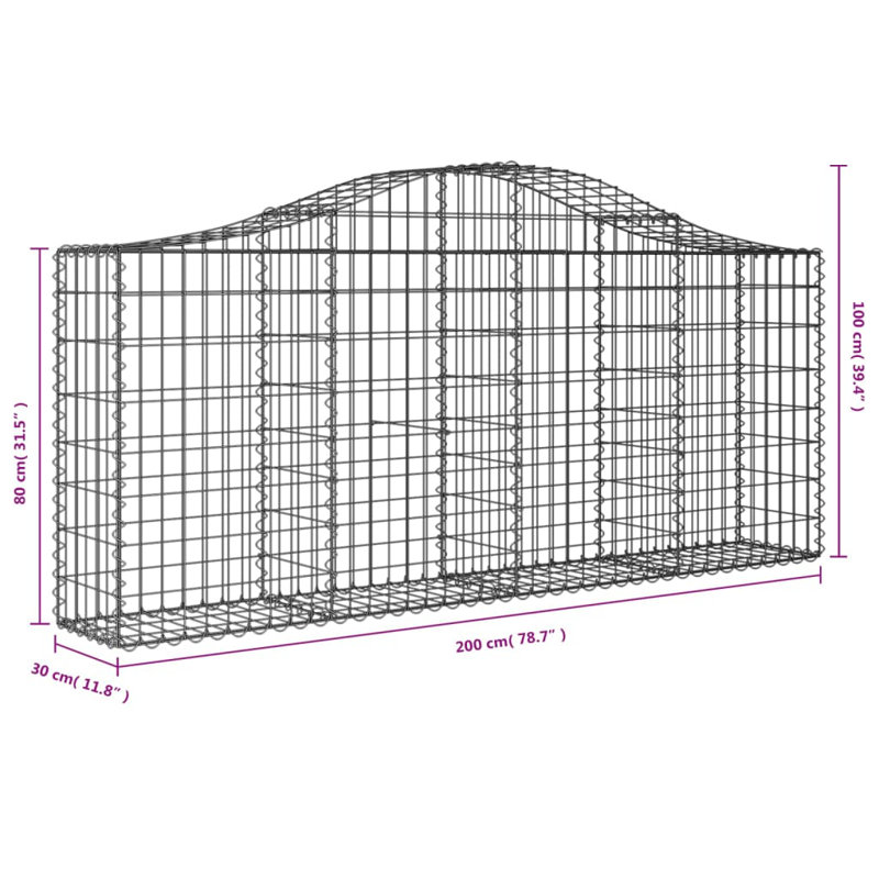 Ensemble de 14 paniers en fer galvanisé argentés Vidaxl Gabion, H 3,3 pi x l 6,6 pi